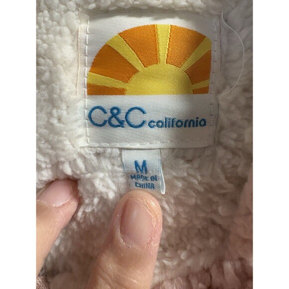 C&C California Medium Sherpa Fleece Jacket Pink Soft Teddy Snap Zip Front Coat - Picture 4 of 6